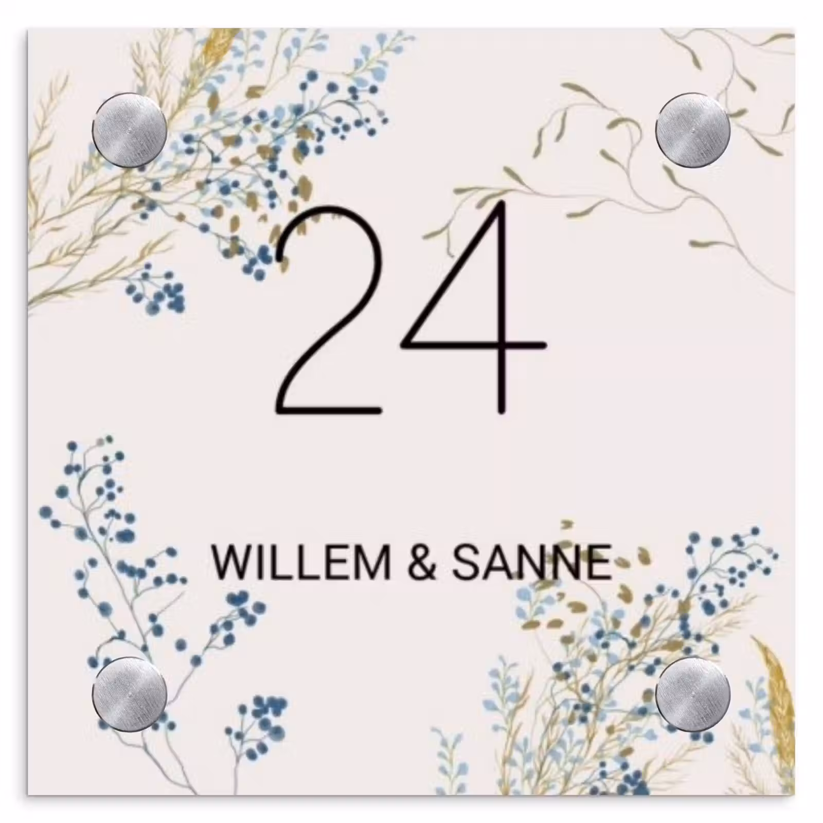 Naambordje voordeur - Vierkant - Bloemen - Beige - Klassiek — 1