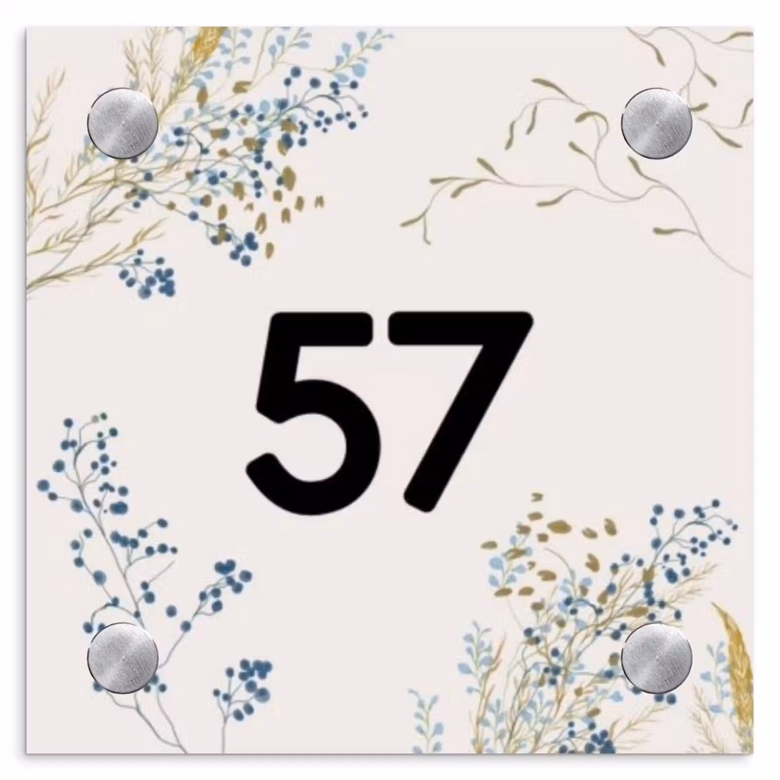 Naambordje voordeur - Vierkant - Bloemen - Beige - Traditioneel — 1