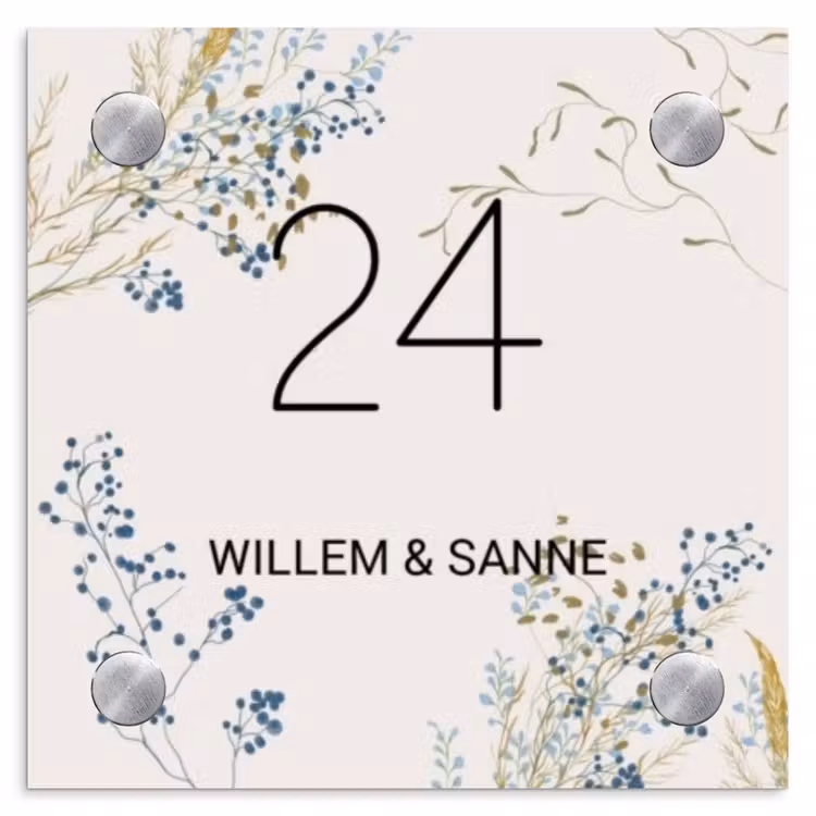 Naambordje voordeur - Vierkant - Bloemen - Beige - Klassiek — 1