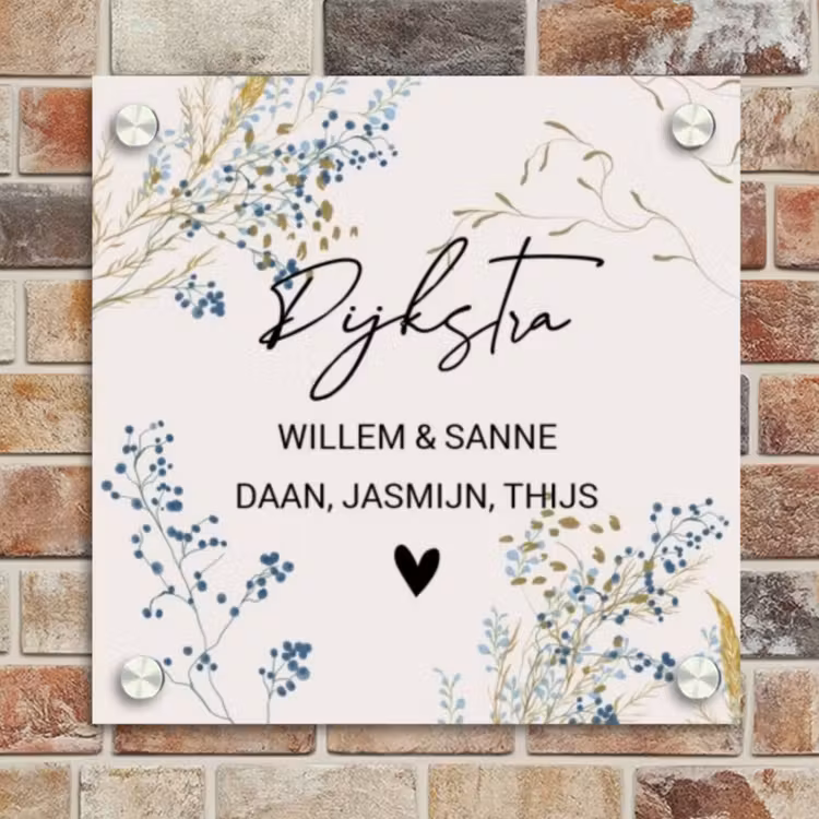 Naambordje voordeur - Vierkant - Bloemen - Beige - Sierlijk — 4