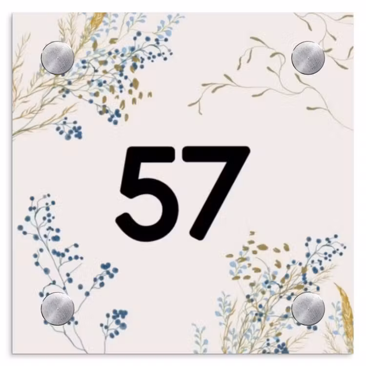 Naambordje voordeur - Vierkant - Bloemen - Beige - Traditioneel — 1