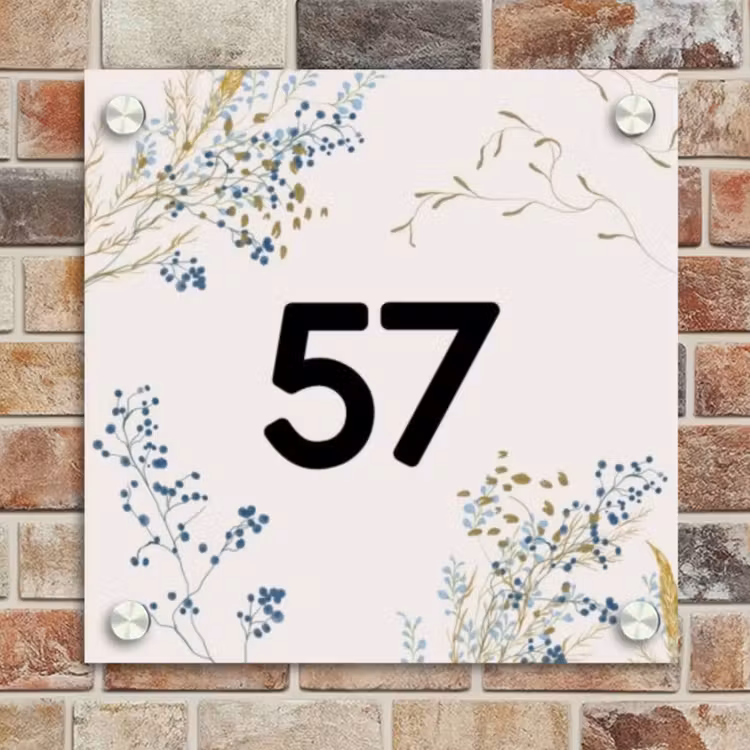Naambordje voordeur - Vierkant - Bloemen - Beige - Traditioneel — 4