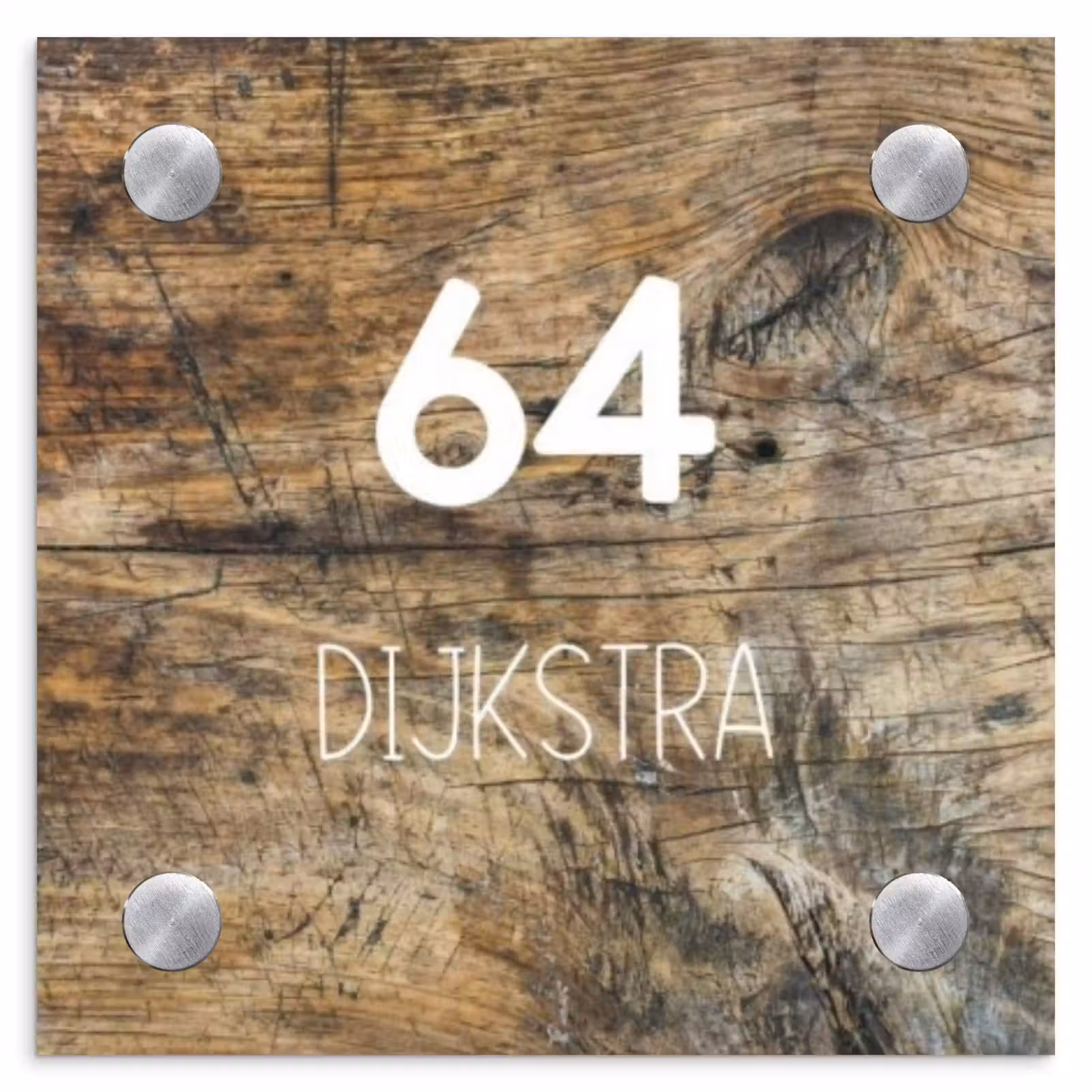 Naambordje voordeur - Vierkant - Verweerd hout - Modern — 1
