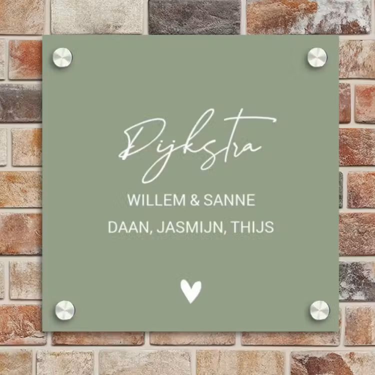 Naambordje voordeur - Vierkant - Effen olijfgroen - Sierlijk — 4
