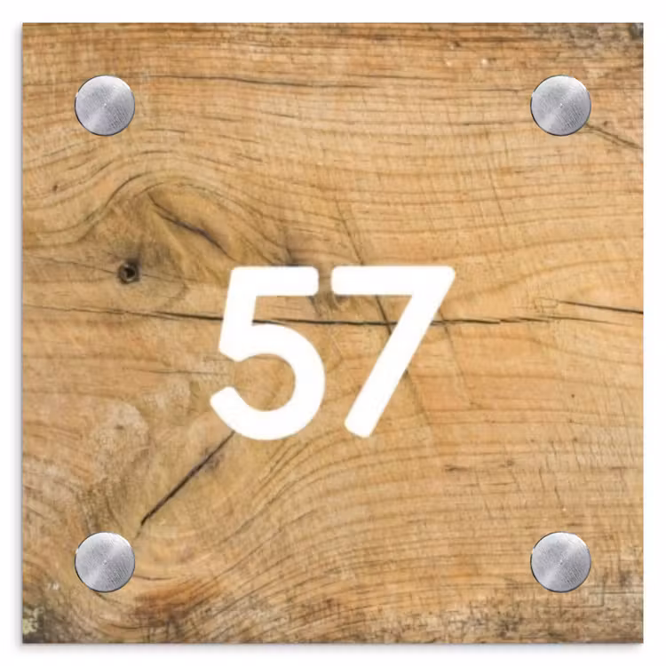 Naambordje voordeur - Vierkant - Hout - Traditioneel — 1
