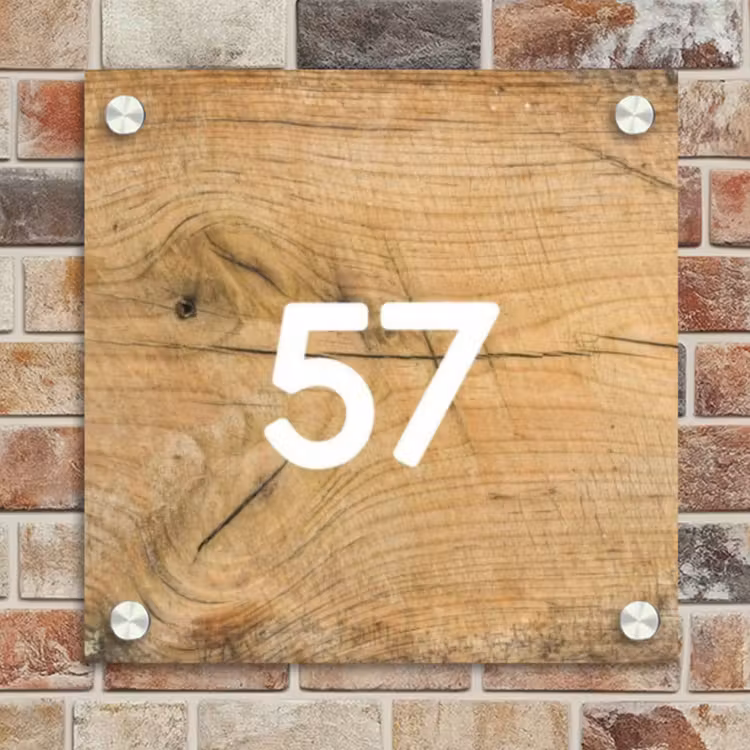 Naambordje voordeur - Vierkant - Hout - Traditioneel — 4
