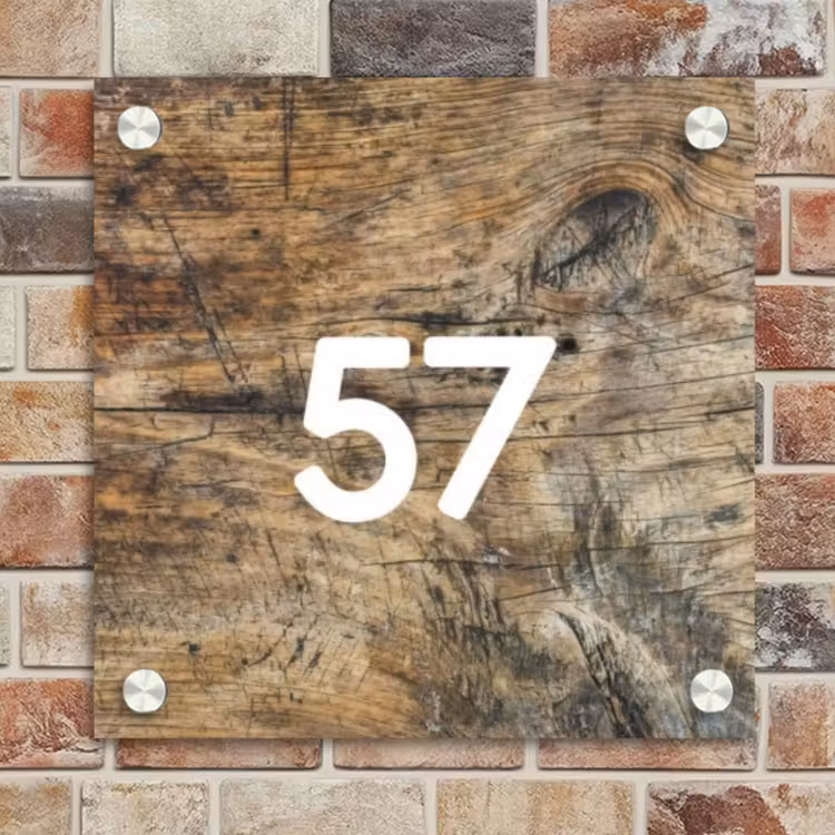 Naambordje voordeur - Vierkant - Verweerd hout - Traditioneel — 4