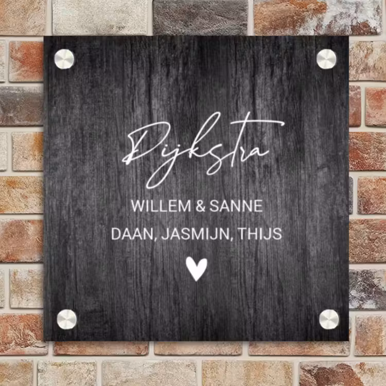 Naambordje voordeur - Vierkant - Donker hout - Sierlijk — 4