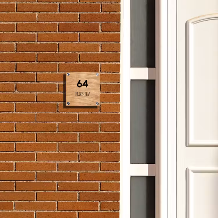 Naambordje voordeur - Vierkant - Licht hout - Modern — 5