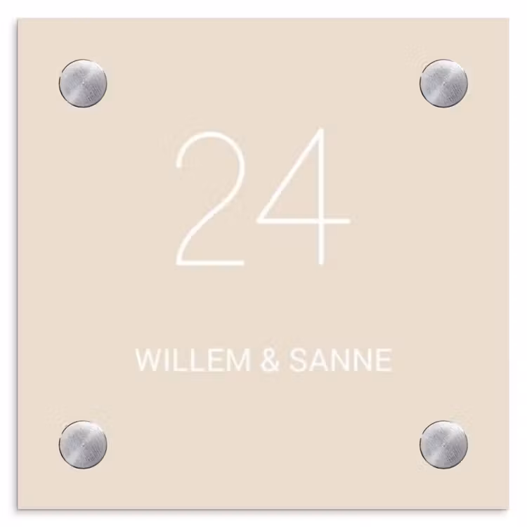 Naambordje voordeur - Vierkant - Effen - Beige - Klassiek — 1