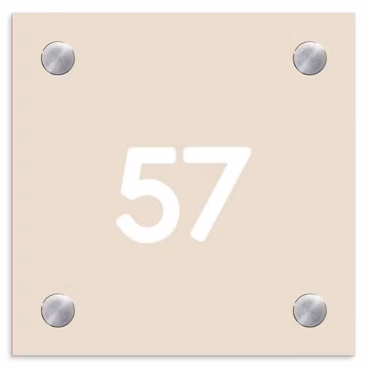 Naambordje voordeur - Vierkant - Effen - Beige - Traditioneel — 1