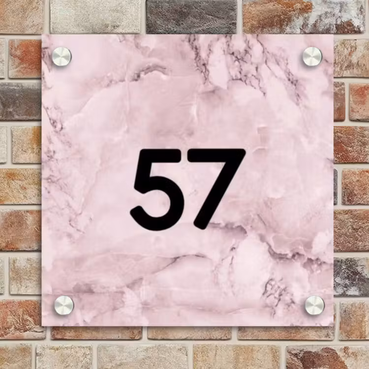 Naambordje voordeur - Vierkant - Roze marmer - Traditioneel — 4