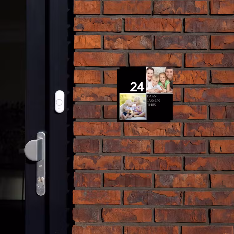 Naambordje voordeur - Vierkant - Familieportret strak zwart - Klassiek — 2