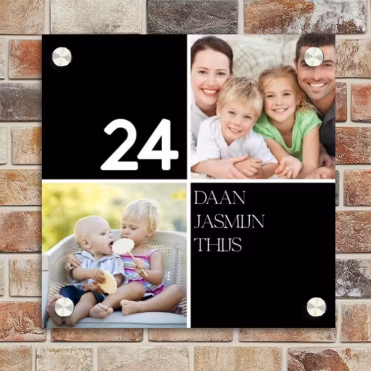 Naambordje voordeur - Vierkant - Familieportret strak zwart - Klassiek — 4