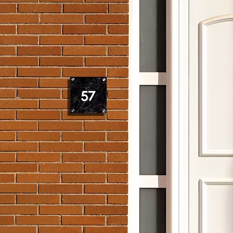 Naambordje voordeur - Vierkant - Zwarte marmer - Traditioneel — 5