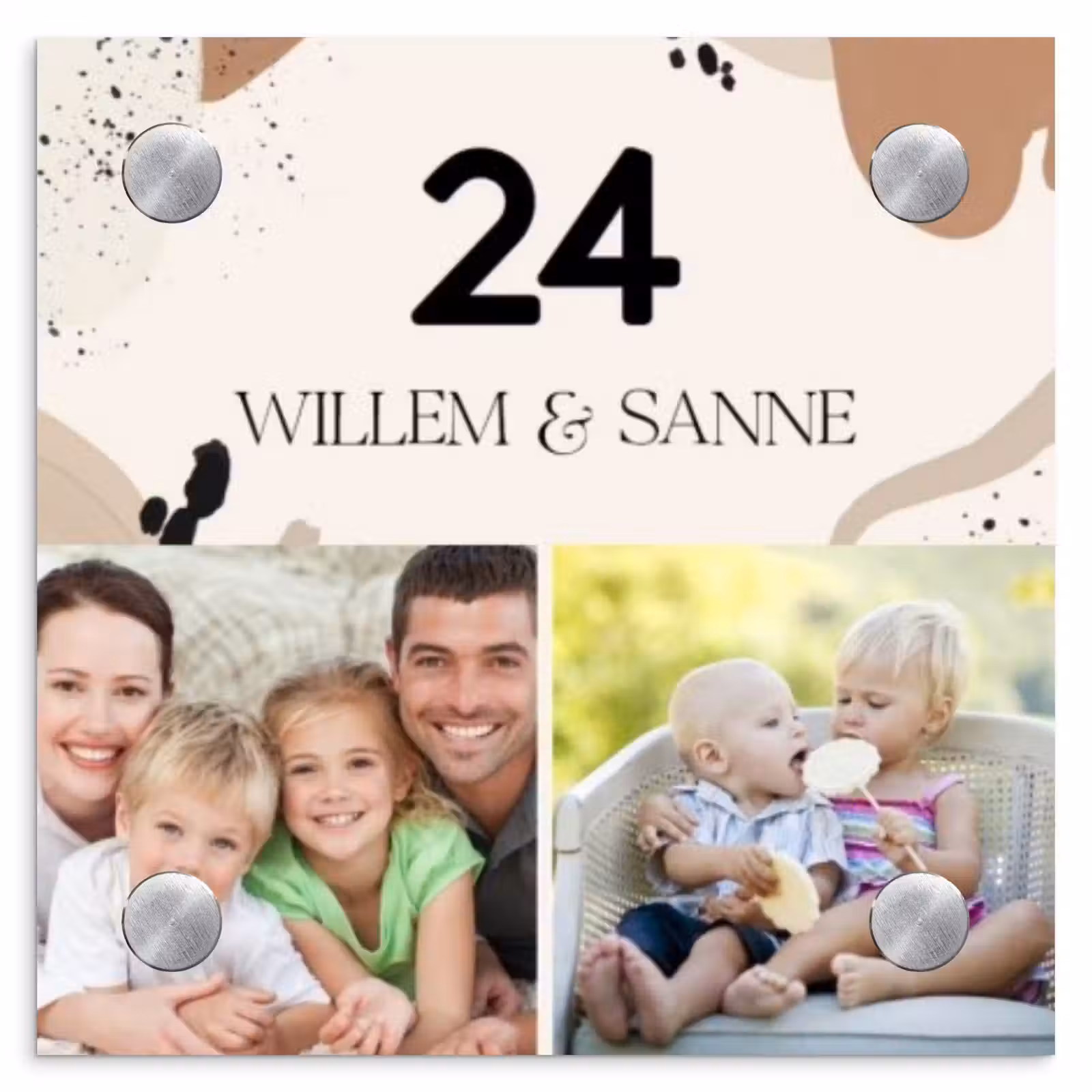 Naambordje voordeur - Vierkant - Zachte tinten met foto's - Klassiek — 1