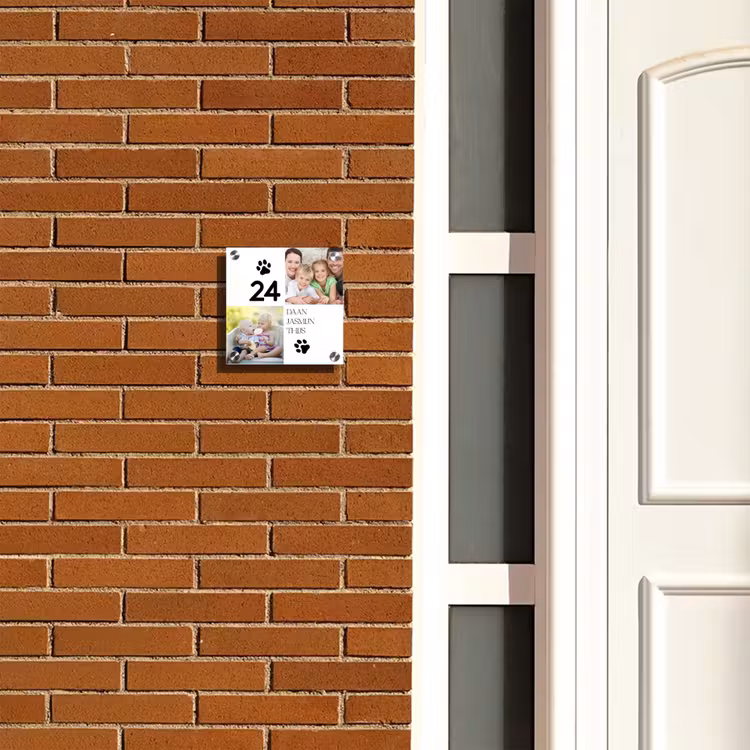 Naambordje voordeur - Vierkant - Familieportret met pootafdrukken - Klassiek — 5