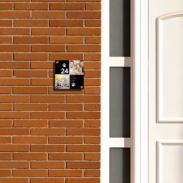 Naambordje voordeur - Vierkant - Familieportret met pootafdrukken zwart - Klassiek — 5