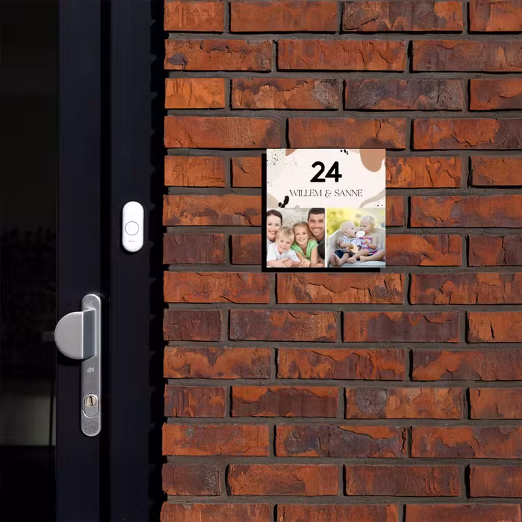 Naambordje voordeur - Vierkant - Zachte tinten met foto's - Klassiek — 2