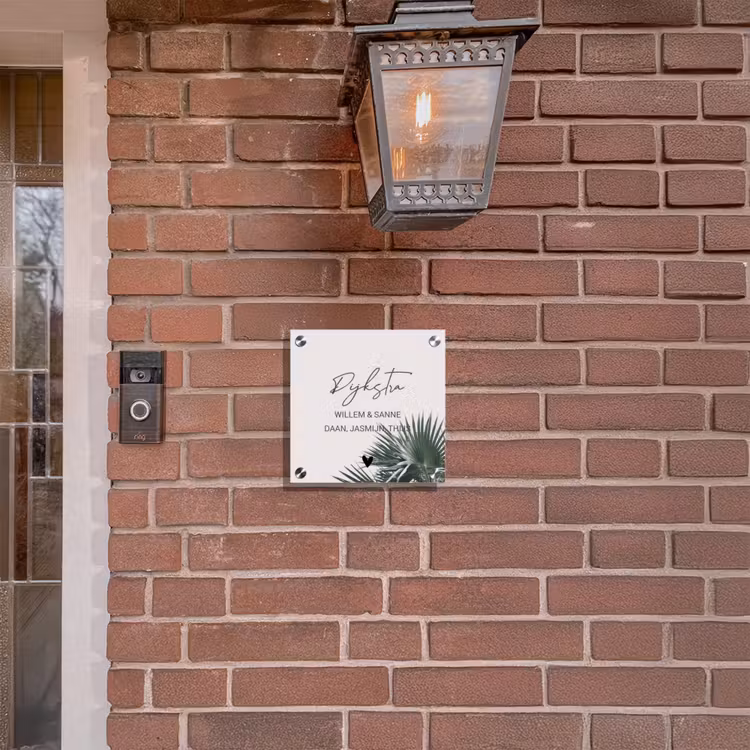 Naambordje voordeur - Vierkant - Lichtroze met palmblad - Sierlijk — 3