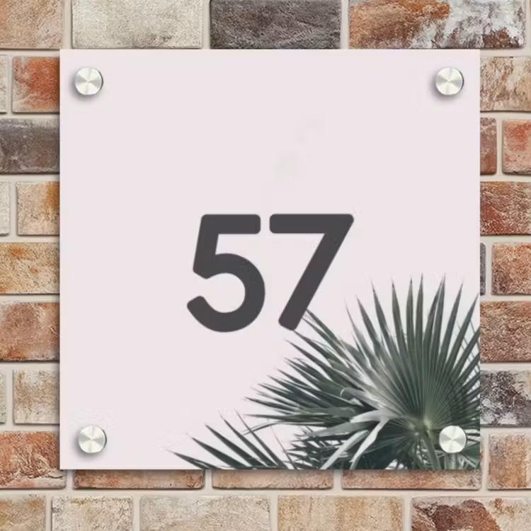 Naambordje voordeur - Vierkant - Lichtroze met palmblad - Traditioneel — 4