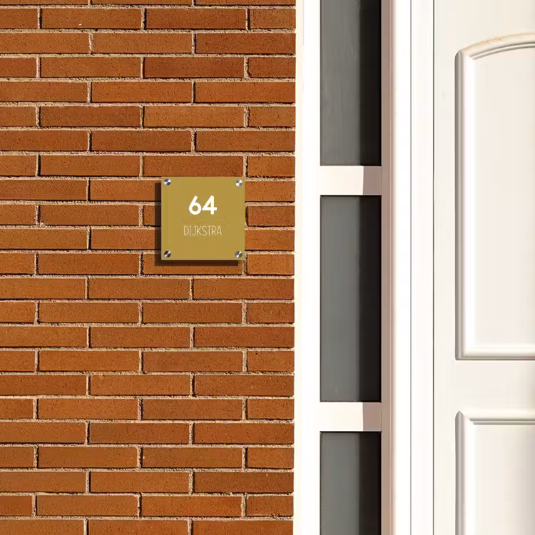 Naambordje voordeur - Vierkant - Okergeel - Modern — 5