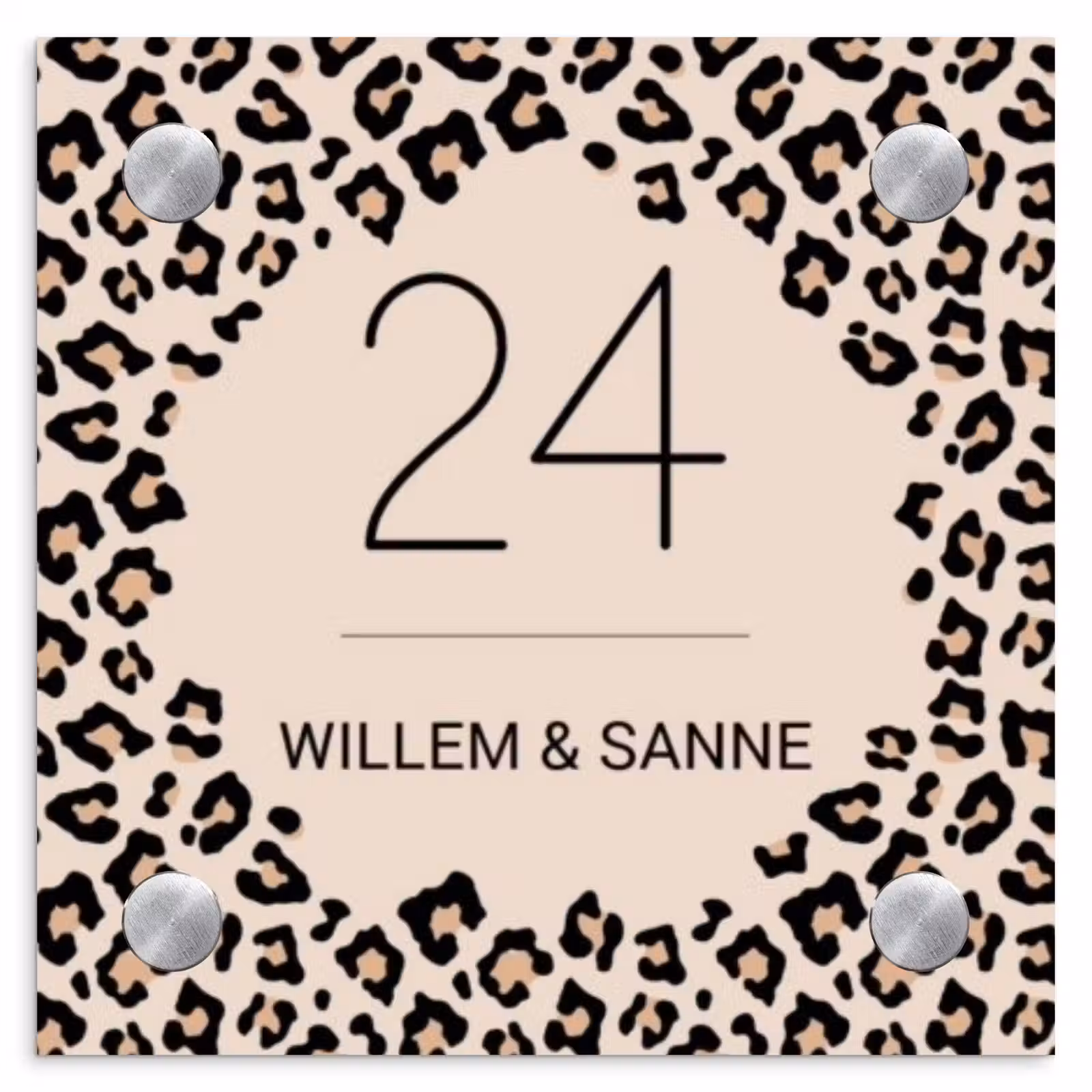 Naambordje voordeur - Vierkant - Beige luipaardprint - Klassiek — 1