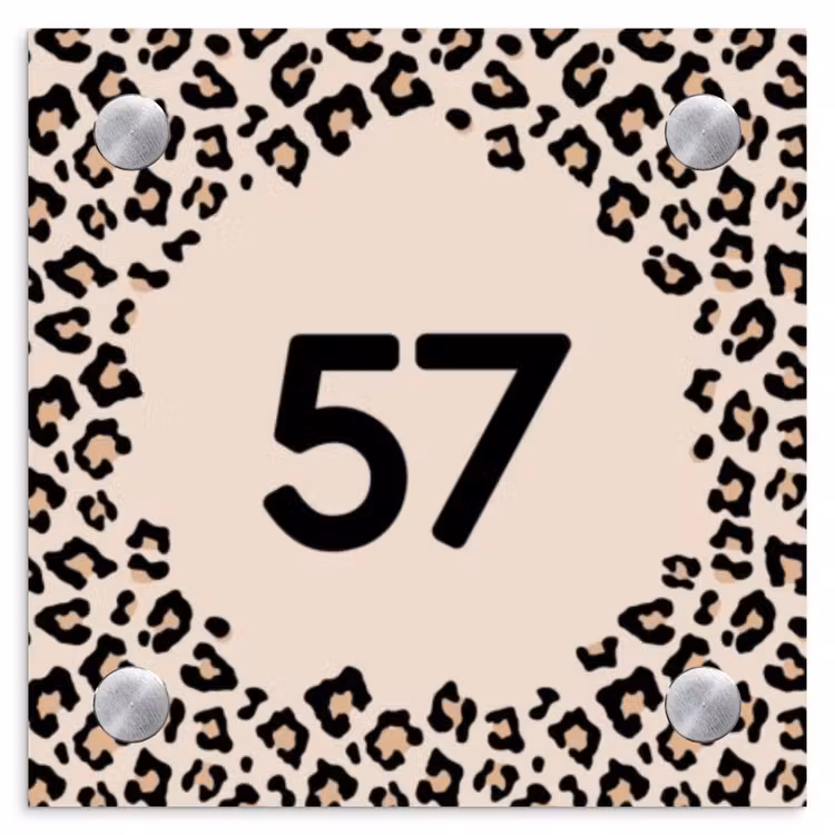Naambordje voordeur - Vierkant - Beige luipaardprint - Traditioneel — 1