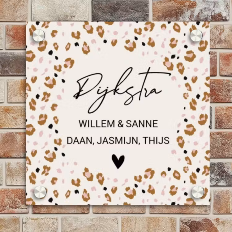 Naambordje voordeur - Vierkant - Panterprint rand - Sierlijk — 4
