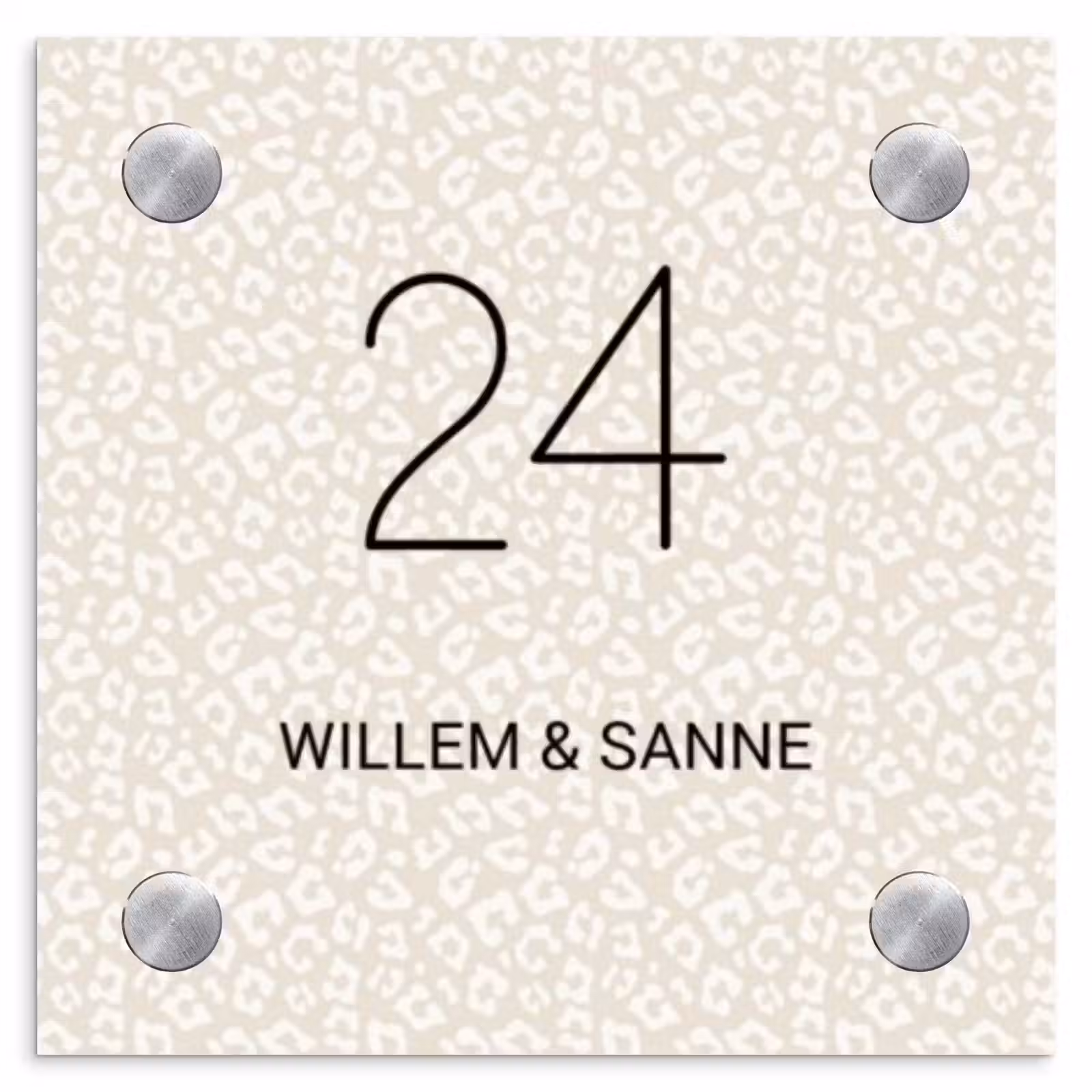 Naambordje voordeur - Vierkant - Beige panterprint - Klassiek — 1