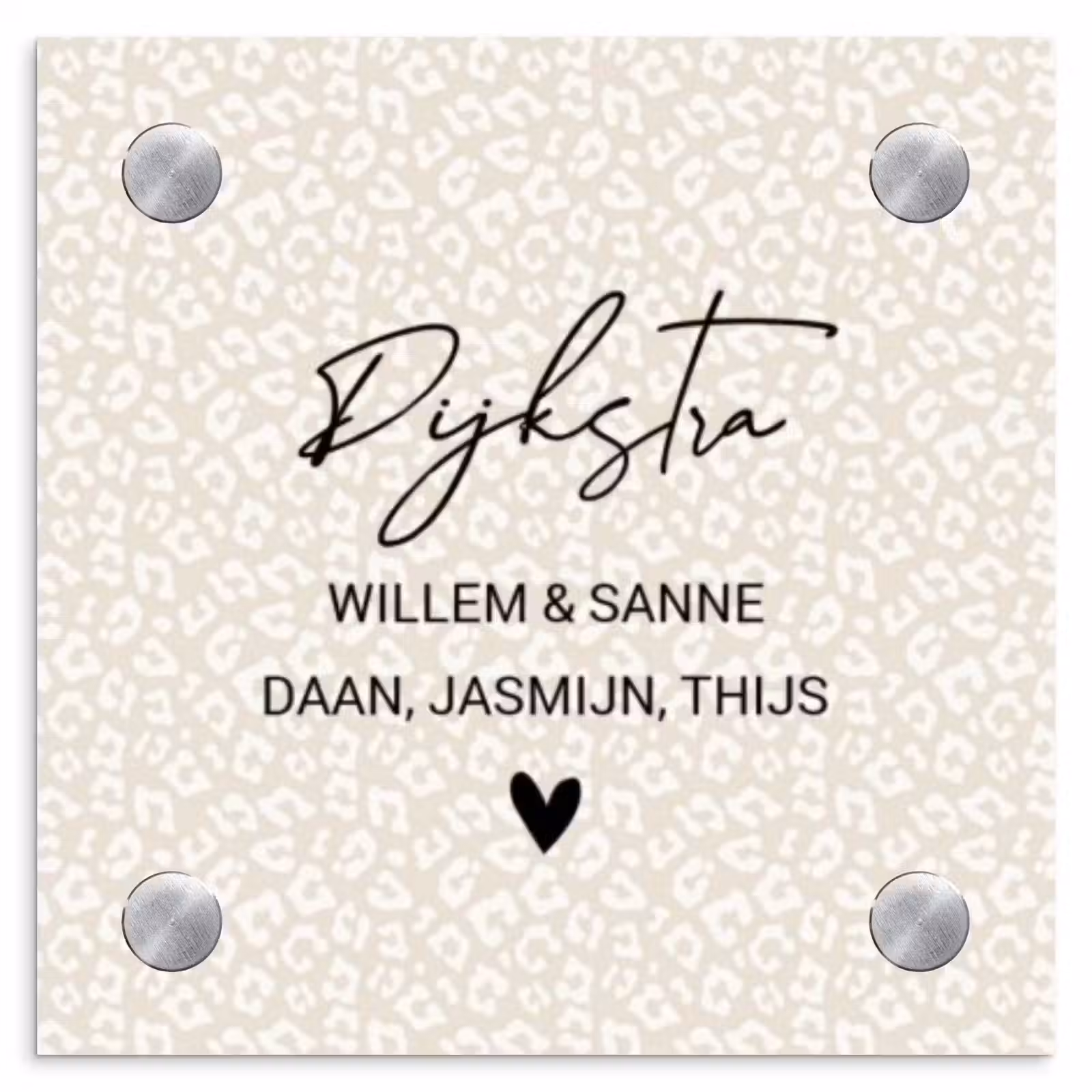 Naambordje voordeur - Vierkant - Beige panterprint - Sierlijk — 1