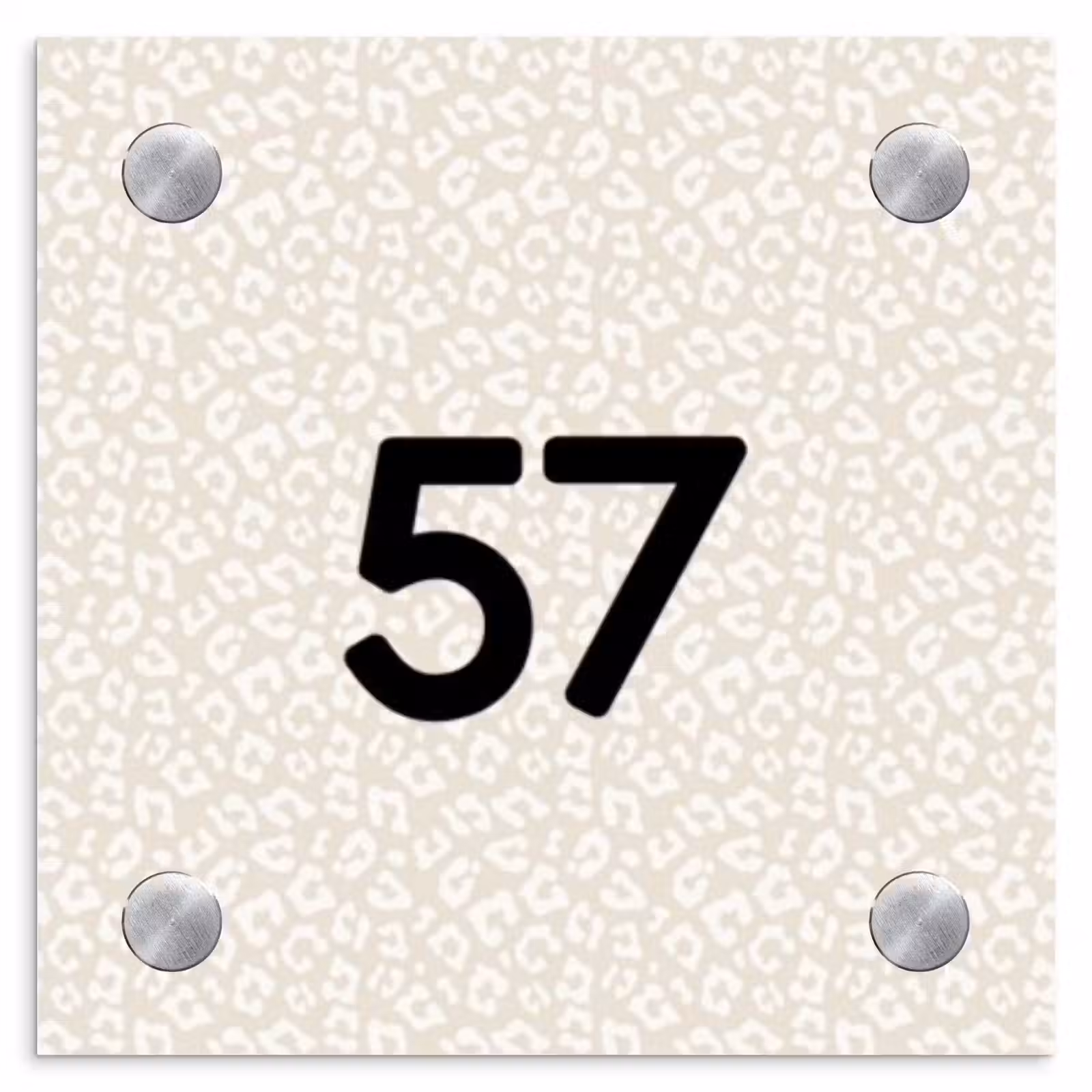 Naambordje voordeur - Vierkant - Beige panterprint - Traditioneel — 1