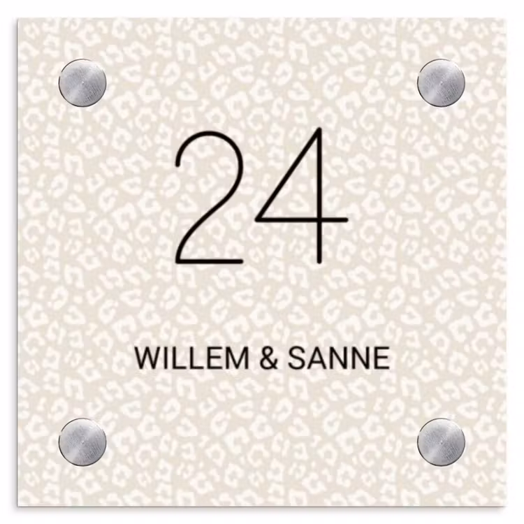 Naambordje voordeur - Vierkant - Beige panterprint - Klassiek — 1