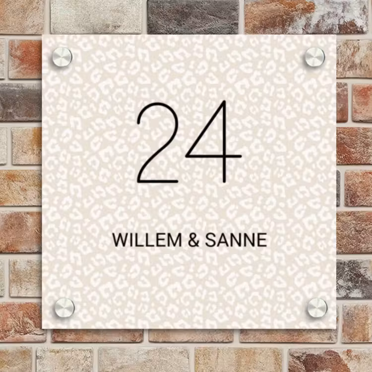 Naambordje voordeur - Vierkant - Beige panterprint - Klassiek — 4