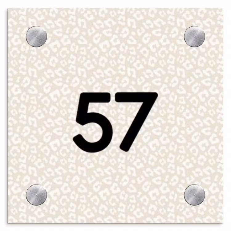 Naambordje voordeur - Vierkant - Beige panterprint - Traditioneel — 1