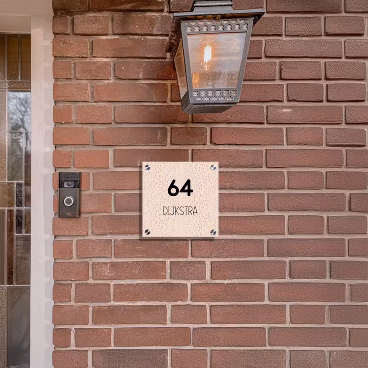 Naambordje voordeur - Vierkant - Lichtroze met stippen - Modern — 3