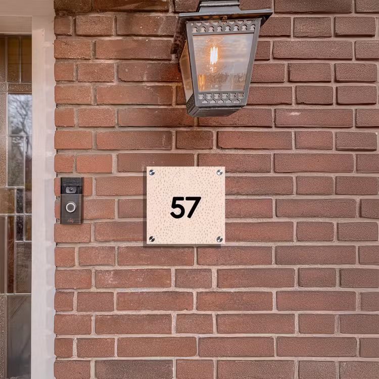 Naambordje voordeur - Vierkant - Lichtroze met stippen - Traditioneel — 3