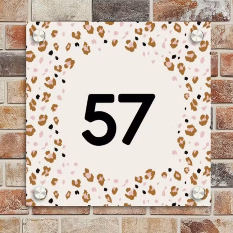 Naambordje voordeur - Vierkant - Panterprint rand - Traditioneel — 4
