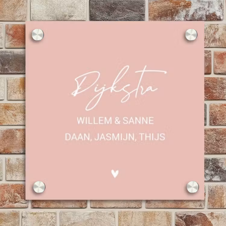 Naambordje voordeur - Vierkant - Effen roze - Sierlijk — 4