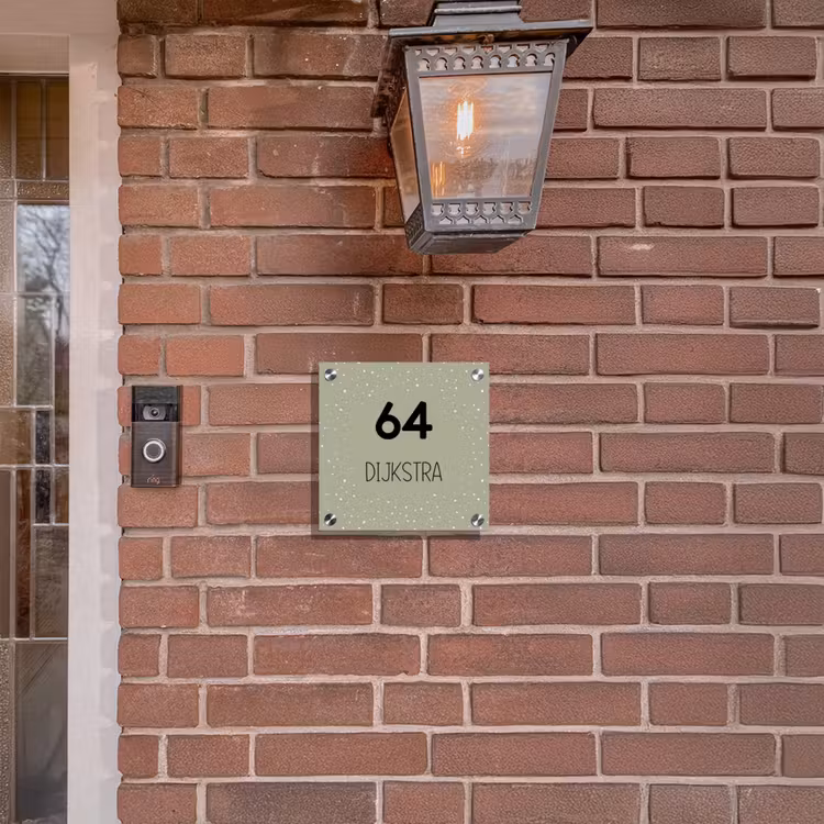 Naambordje voordeur - Vierkant - Olijfgroen met stippen - Modern — 3