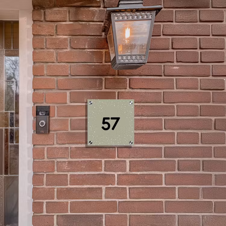 Naambordje voordeur - Vierkant - Olijfgroen met stippen - Traditioneel — 3
