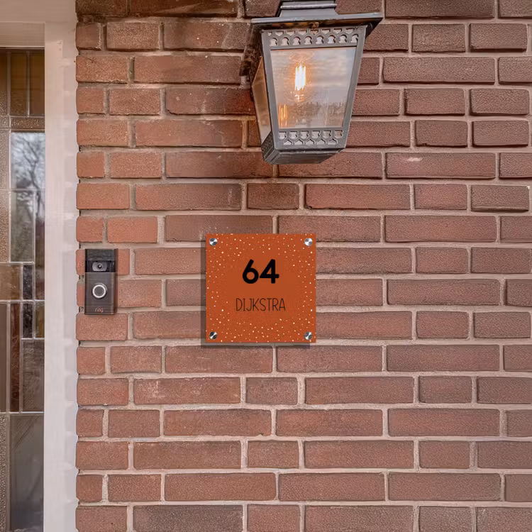 Naambordje voordeur - Vierkant - Roestbruin met stippen - Modern — 3