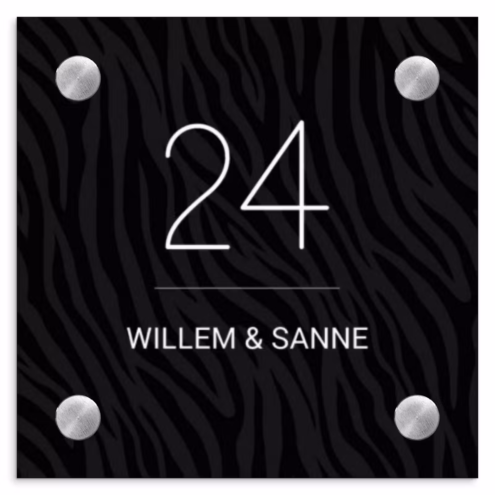 Naambordje voordeur - Vierkant - Zwart zebraprint - Klassiek — 1