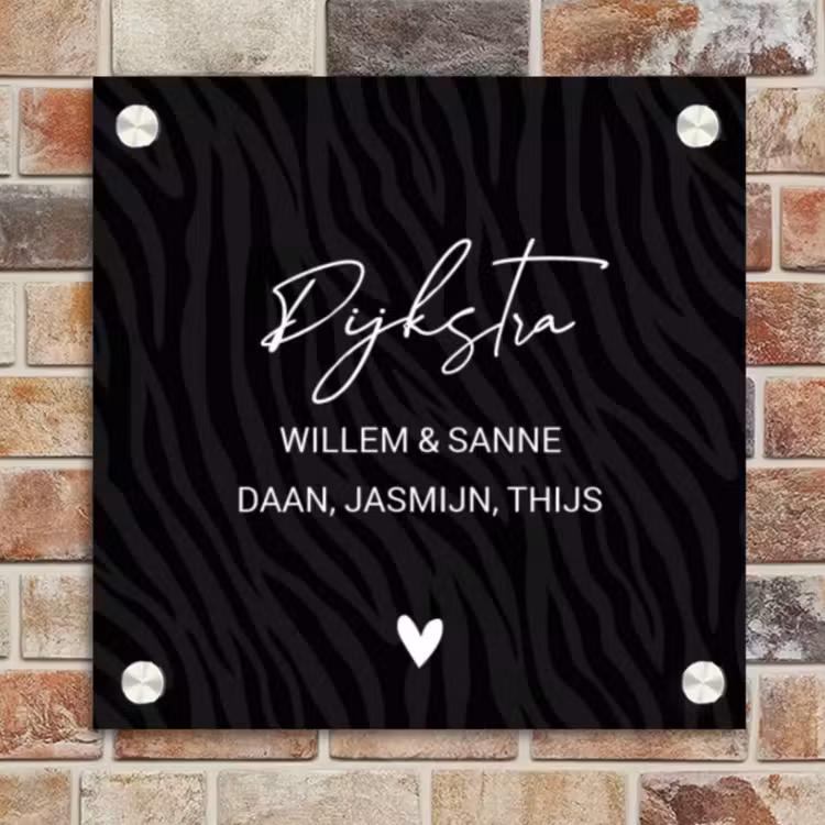 Naambordje voordeur - Vierkant - Zwart zebraprint - Sierlijk — 4