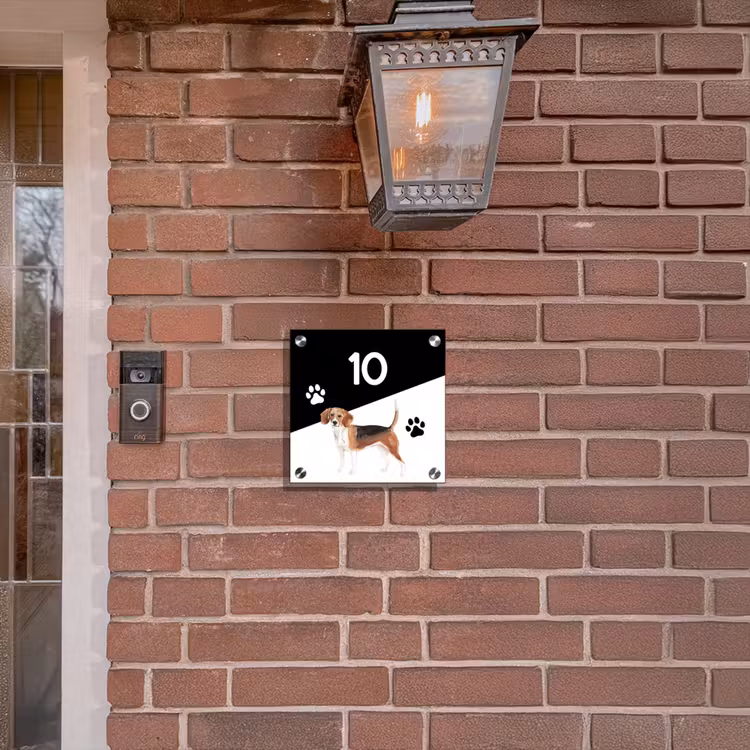 Naambordje voordeur - Vierkant - Zwart wit - Huisdier - Beagle — 3