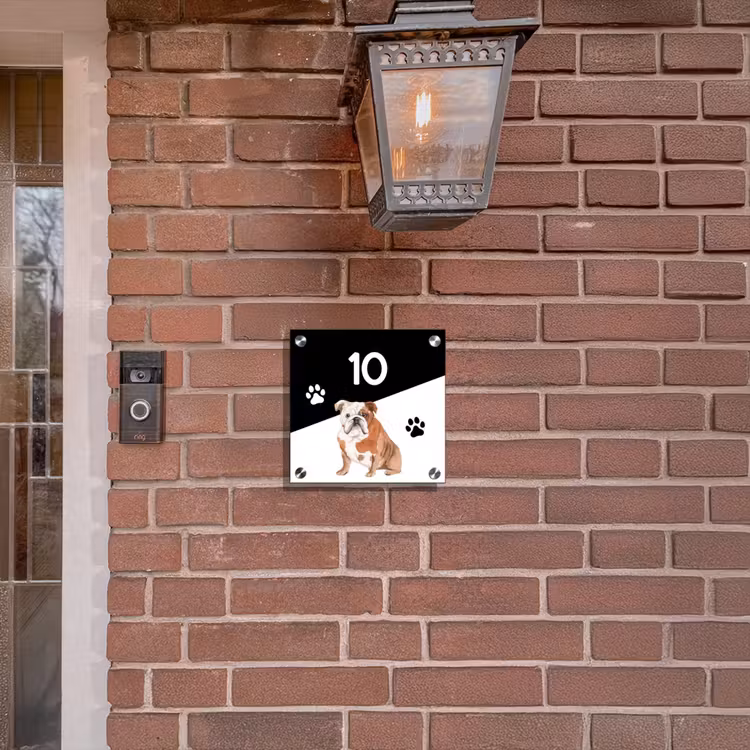 Naambordje voordeur - Vierkant - Zwart wit - Huisdier - Engelse bulldog — 3