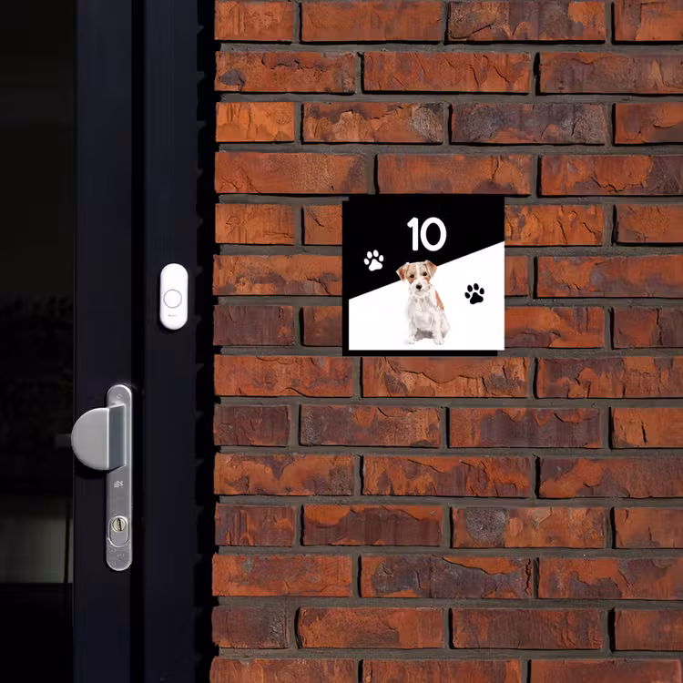 Naambordje voordeur - Vierkant - Zwart wit - Huisdier - Jack Russel — 2
