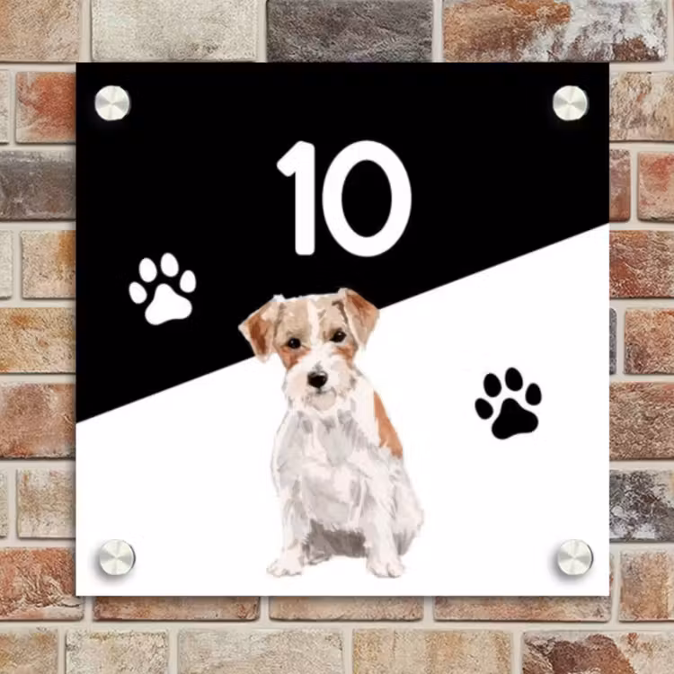 Naambordje voordeur - Vierkant - Zwart wit - Huisdier - Jack Russel — 4