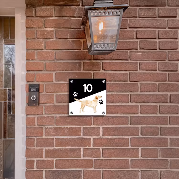 Naambordje voordeur - Vierkant - Zwart wit - Huisdier - Labrador — 3