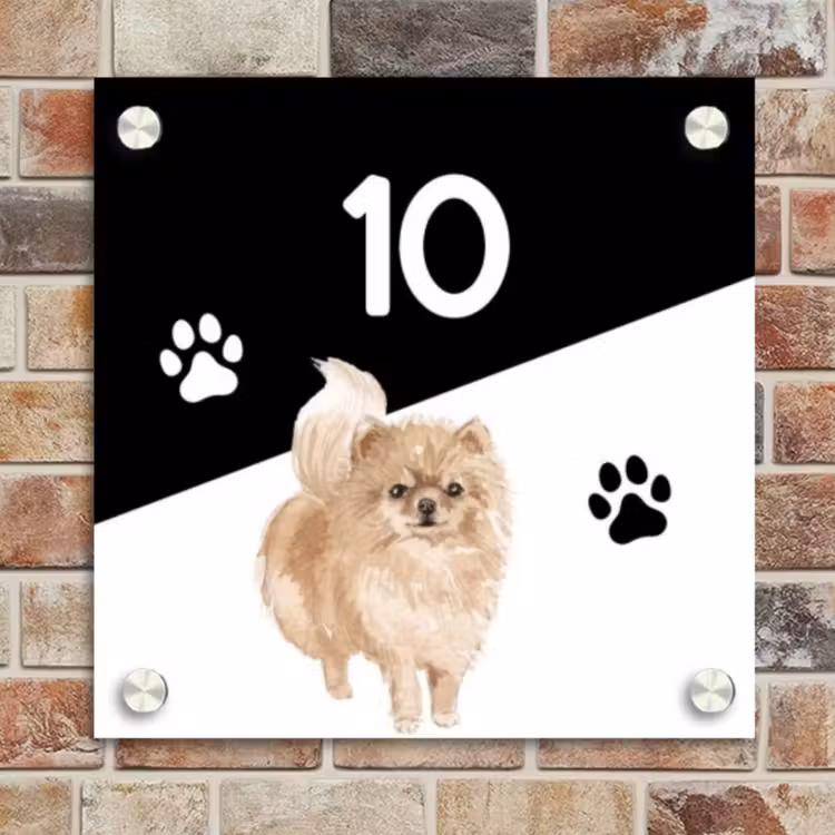 Naambordje voordeur - Vierkant - Zwart wit - Huisdier - Pomeranian — 4